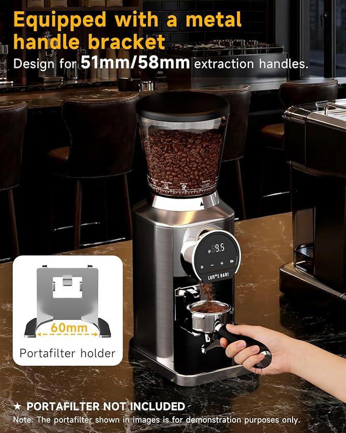 Conical Burr Coffee Grinder with 40mm Stainless Steel Burr, 34 Grind Settings & Anti-Static, Electric Espresso Grinder for Home Use –Perfect for Espresso, Drip Coffee, French Press & Cold Brew, Silver