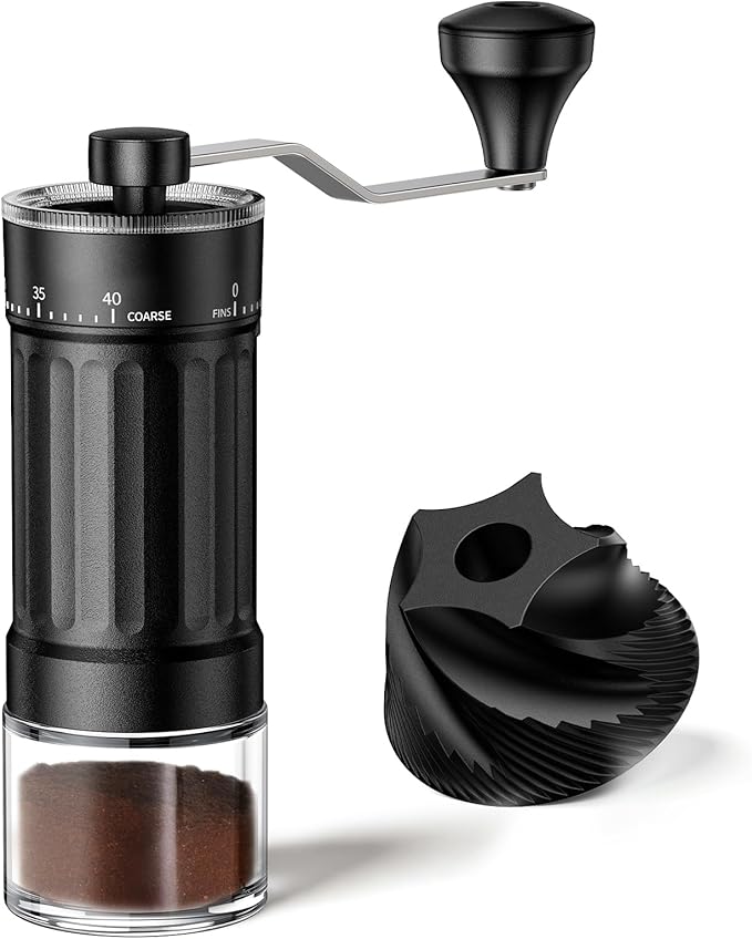 Mini Manual Coffee Grinder – 40 Adjustable Settings, Portable Hand Crank Mill with 30g Capacity, Conical Burr for Espresso, Pour Over, French Press | Perfect for Travel, Camping & Office