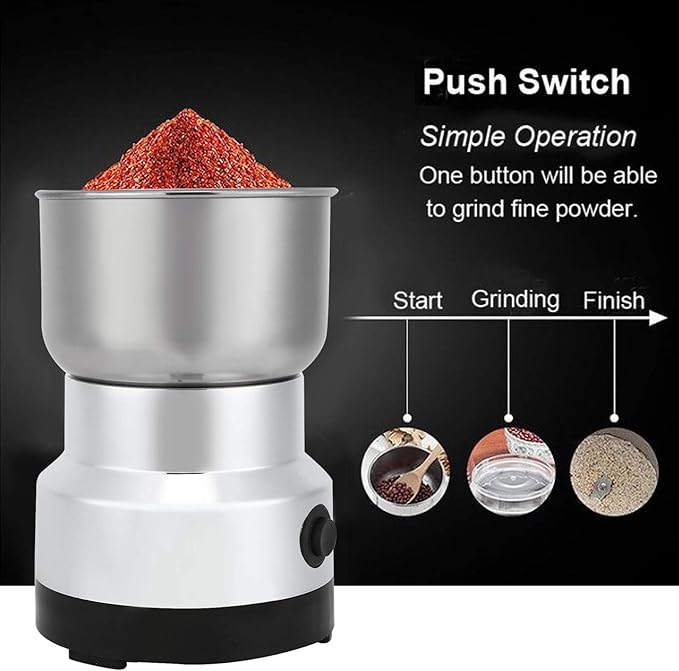 Electric Grinder, 100-200W Multifunctinal Electric Coffee Grinder Kitchen Mill Machine for Grains, Nuts, Beans, Spices(US Plug 110V)