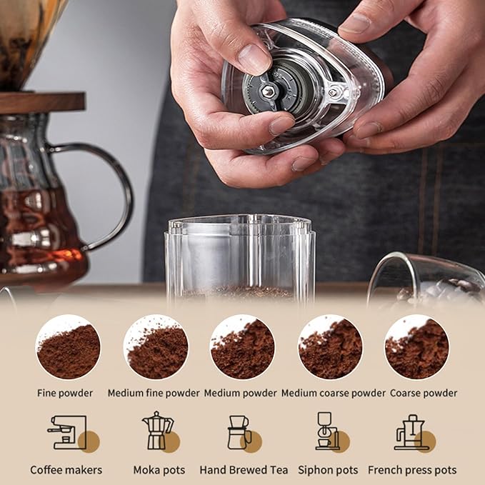 Coffee Grinders for Home USE, Burr Coffee Grinder, Ccoffee Maker with Grinder Built in USB Charging, Adjustable Coarse/Fine Grinding, Suitable for Various Coffee Brewing Modes