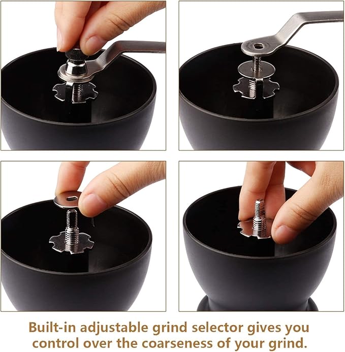 Manual Coffee Grinder with Ceramic Burr and Glass Container for Espresso Beans
