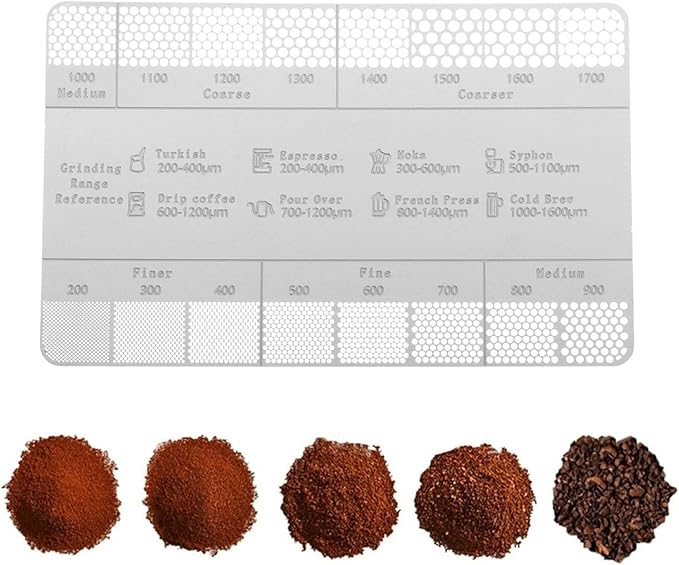 Reference Cards,Stainless Steel Coffee Grind Reference Card Metal Coffee Grind Size Ruler Professional Grinder Accessories