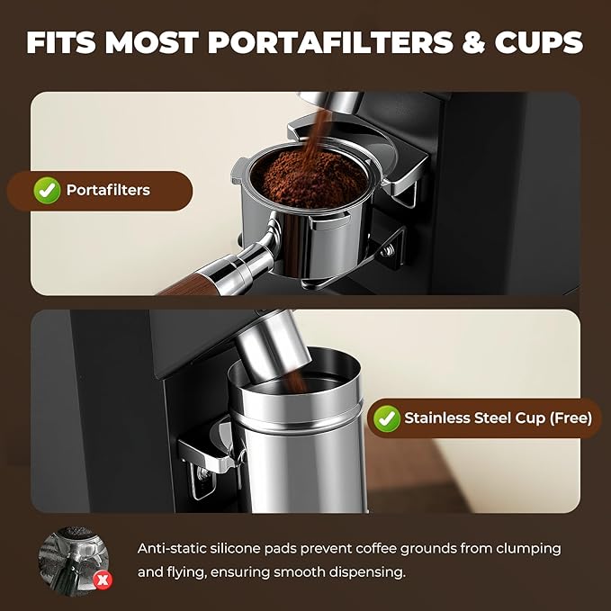Electric Coffee Grinder Commercial, Stainless Steel Flat Burr, Touch Screen with 19 Adjustable Settings, 28oz Large Hopper for Espresso, Black