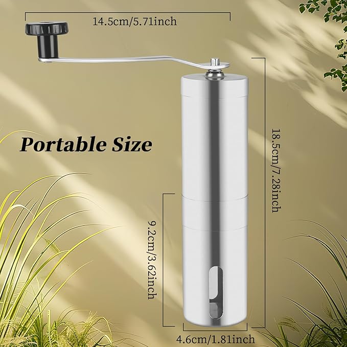 Mongdio Manual Coffee Grinder, Portable Hand Coffee Grinder with Washable Ceramic Grinding Core, For Travel, Camping and Home Use