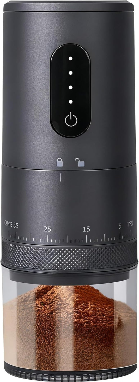 Conical Burr Coffee Grinder. Portable Electric Espresso Bean Grinder for Travel, Camping.Rechargeable Cordless Coffee Grinders with 38 Adjustable Grind Settings