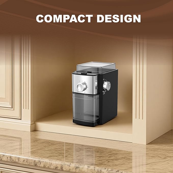 Electric Coffee Grinder, Conical Burr Grinder with 17 Precise Settings, 10oz Capacity, Quiet Operation, Automatic Shut-Off for Espresso, French Press, Cold Brew & Drip Coffee