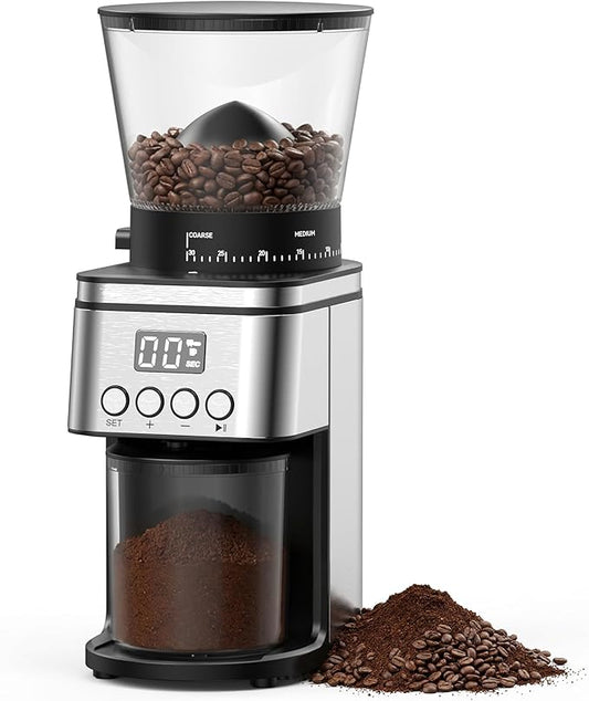 Conical Burr Coffee Grinder, Electric Coffee Grinder with Adjustable Settings, Conical Burr Mill with Easy-Clean Design – for Espresso, Drip, French Press & Cold Brew