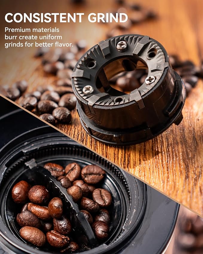 Burr Coffee Grinder, Stainless Steel, 25 Grind Settings, Anti-static, 1-10 Cup Capacity For Espresso, French Press & Drip Coffee CG-L088 (Black)