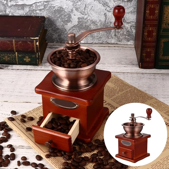 Cabilock Manual Coffee Bean Grinder 6.69 Inch Portable Hand Grinder with Burr Grinding Cone and Iron Handle Compact Coffee Grinding Machine for Home and Travel