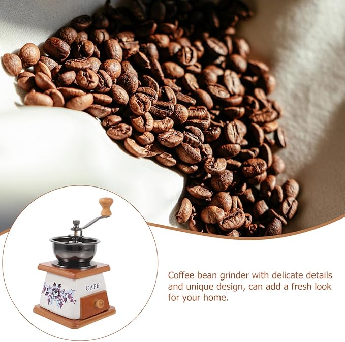 KICHOUSE Elegant Manual Coffee Machine Grinder Ceramic Burr Coffee Bean Mill Mini Pepper Grinder Space-saving for Kitchen