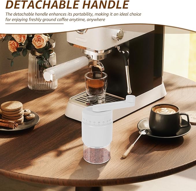Manual Coffee Grinder, Adjustable Coarse to Fine, Portable Hand Crank Coffee Bean Mill with 35 Adjustable Settings for Espresso French Office Home Camping(white)