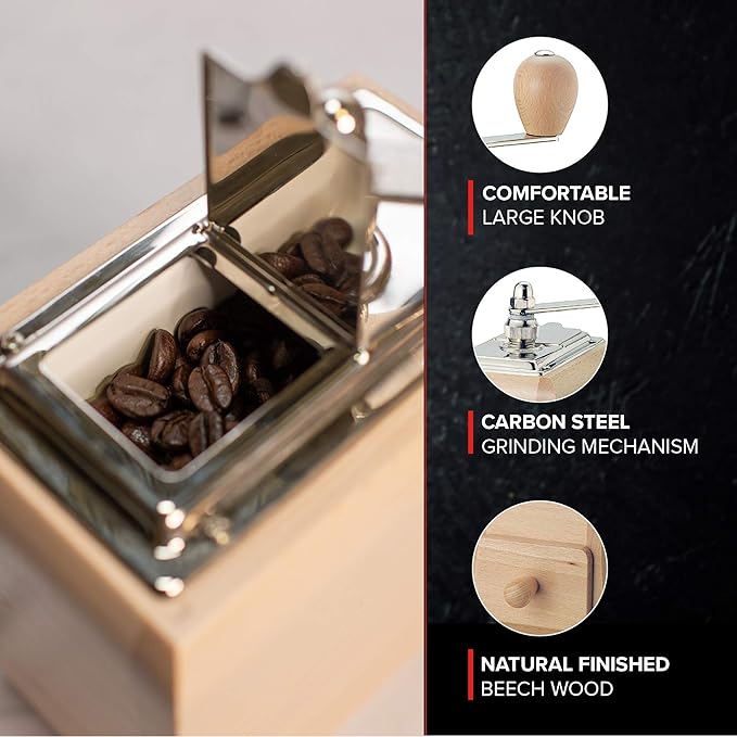 Zassenhaus - 40098 Zassenhaus Santiago Coffee Mill Grinder Beech Wood, 5.5 x 3.5 x 7.8, Natural varnish