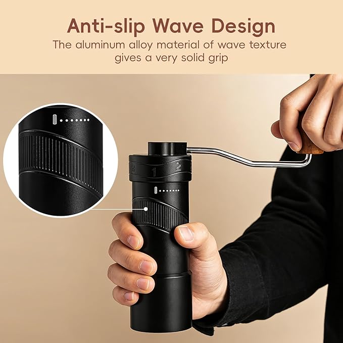 Manual Coffee Grinder with 8 Adjustable Coarseness Settings for Espresso Moka Beans French Press Pour Over Drip Hand Crank Coffee Bean Grinder Mill for Home use or Travel Camping