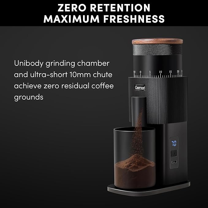 Portable Electric Burr Coffee Grinder,Wirsh Geimori T38 with 3600mAh Battery& Stepless Adjustment for Espresso,Pour Over,French Press, Single Dose, Fast USB-C Charging, Travel & Home Use