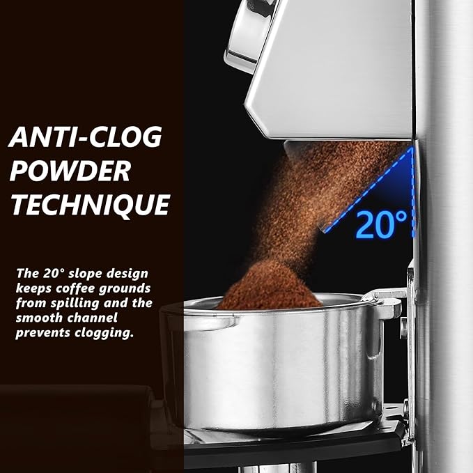 Conical Burr Coffee Grinder Electric, Espresso Coffee Bean Grinder for Home Use with 48 Precise Grind Settings, Anti-static Design, Precision Timer, Sliver
