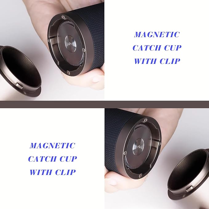 KINGrinder K7 Manual Coffee Grinder, Bent Handle, Magnetic & Clip Powder Catcher, Pro‑Level 7‑Edge Stainless Steel Conical Burr, 30–35g Capacity