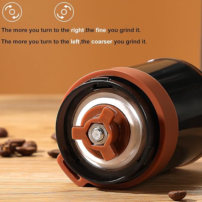 Manual Coffee Grinder with Internal Adjustments, 30g Capacity Hand-Crank Bean Mill, Portable Conical Burr Grinder for Espresso, Pour Over, French Press, Travel/Camping/Office