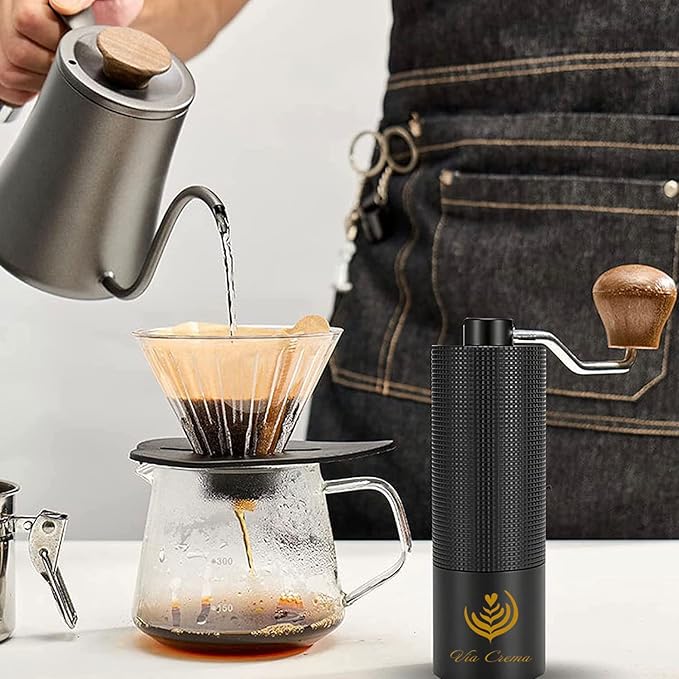 Manual Coffee Bean Grinder, with Adjustable Settings, Stainless Steel Burr (Premium Grinder)