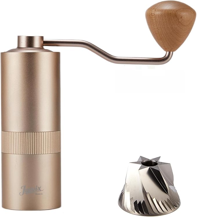 Novaα Manual Coffee Grinder,CNC Stainless Steel Hexagonal-star Conical Burr Coffee Grinder,Internal Adjustable Setting,Lightweight Grinder Setting For Camping/Travel/Home,Champagne