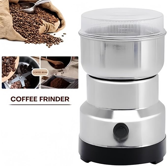 Electric Coffee Grinder & Mini Grain Crusher, 200W Fast Grinding with Stainless Steel Bowl and Blades,100g Capacity One Botton On/Off Switch | for Coffee Beans, Spices, Seeds, Herbs Dry Food Mill