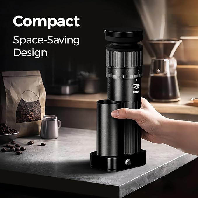 IKAPE Electric Coffee Grinder – 100 Grind Settings, 6-Star Conical Burr, Detachable & Easy to Clean, Durable Aluminum Alloy Body – Perfect for Home & Office Coffee Lovers