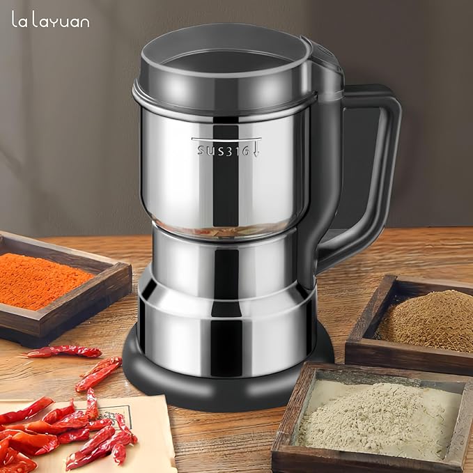 Electric Coffee Bean Grinder, 300W Motor, 8-Blade Stainless Steel, 14oz/250g Capacity, for Spices Grains Nuts, with Hand Wash Bowl