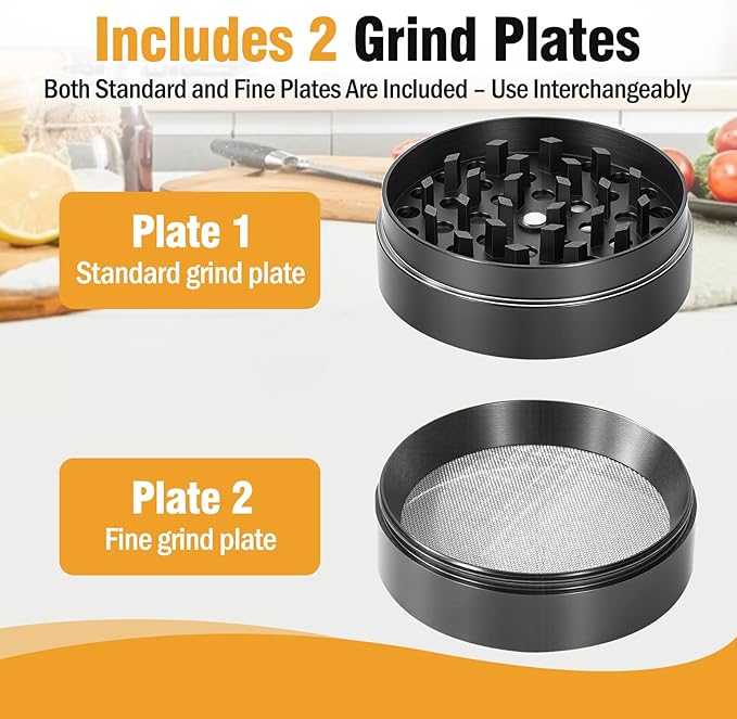 Manual Grinder, 2.5 Inch Durable Zinc Alloy Metal Grinder with Sharp Teeth, Compact Heavy Duty Hand Grinder (Black)