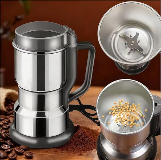 Lalayuan Electric Coffee Grinder, Stainless Steel, One-Button Operation, Spice and Coffee Bean Grinder