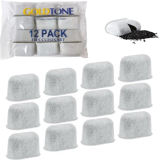 GOLDTONE 12 Pack Charcoal Water Filters For CUISINART Coffee Maker and Machines Cartridges Replace DCC-RWF