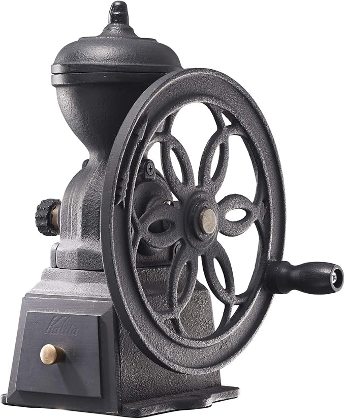 Kalita Coffee Mill, Cast Hand Grinding, Manual Diamond Mill, Black, N #42138 Antique Coffee Grinder, Adjustable Grinder, With Lid, Coffee Shop, Cafe