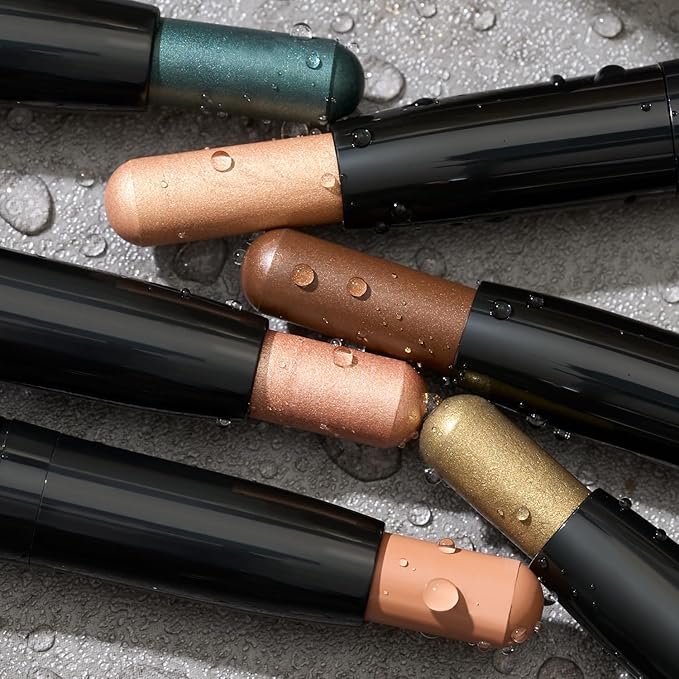 Julep Eyeshadow 101 Crème-to-Powder Waterproof Eyeshadow Stick Duo – Long-Lasting, Crease-Proof, Easy Apply with Built-in Smudger - Bronze Shimmer and Warm Gold Shimmer