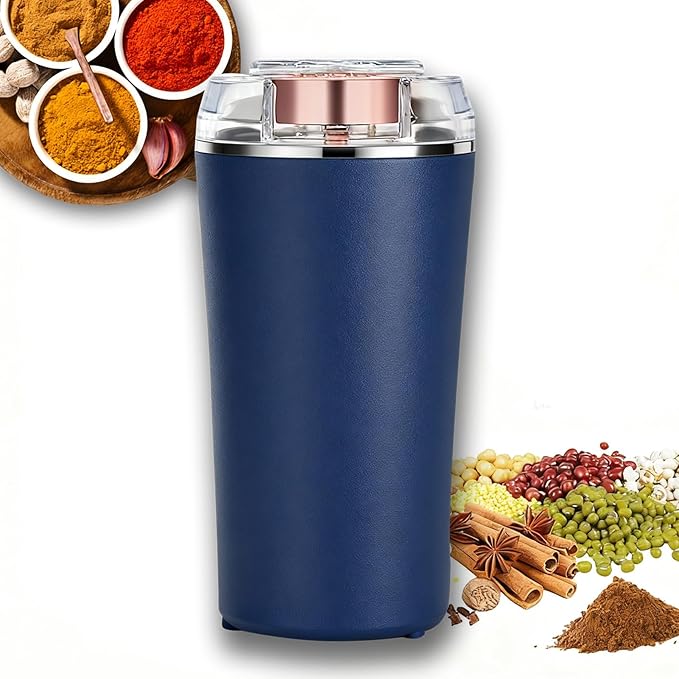 2026New Multifunctional Electric Coffee Grinder, 200W Powerful Portable Bean Grinder with Heavy-Duty Stainless Steel Blade, One-Touch Operation for Coffee Beans, Spices & Grains, Kitchen & Home Use