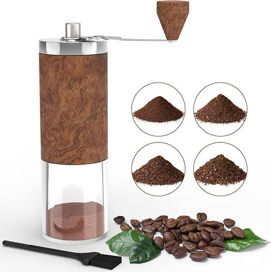Manual Coffee Grinder, Stainless Steel Coffee Bean Grinder, Adjustable Burr Coffee Grinder, Foldable Handle Portable Coffee Grinders for Home Use, Office, Travel and Camping, for gift
