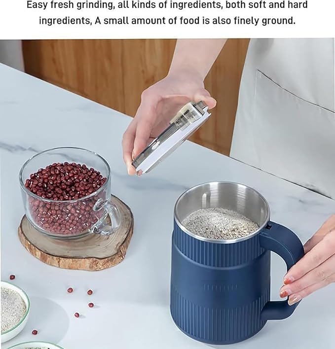 Household Small Powder Grinding Machine, Grain mills, Herb Grinder, Spice Grinder, Electric Coffee Grinder, Multifunctional Grinding Machine with 304 Stainless Steel Blade (Blue)