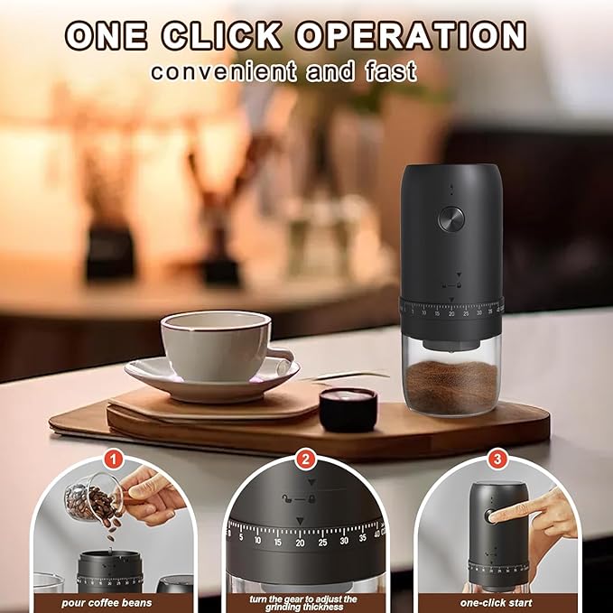 Portable Electric Burr Coffee Grinder with 40 Adjustable Settings & 35g Capacity, 1800mAh Rechargeable Coffee Bean Grinder with Conical Ceramic Burr, for Travel, Camping (White)
