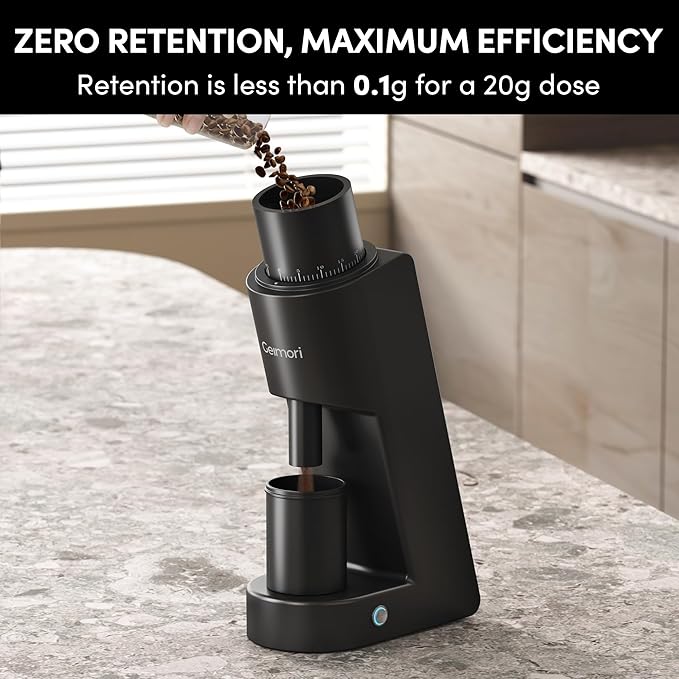 Single Dose Coffee Grinder,Wirsh Geimori GU38 Coffee Grinder with 38mm 6-Core Stainless Steel Conical Burr, 0.01mm Stepless Adjustment, Low Retention Espresso Grinder with Magnetic Dosing Cup,Upgrade