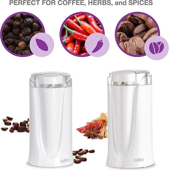 Salton Coffee, Spice & Herb Electric Grinder - White
