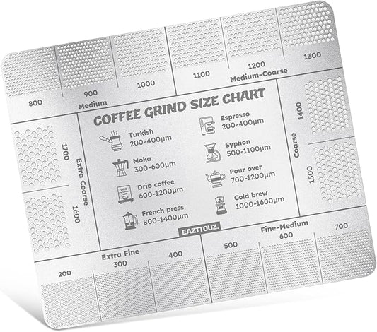 Stainless Steel Coffee Grind Size Ruler – Laser-Engraved Brew Reference & Micron Grind Chart, Burr Grinder Calibration Tool for Espresso, Pour Over, French Press & Cold Brew