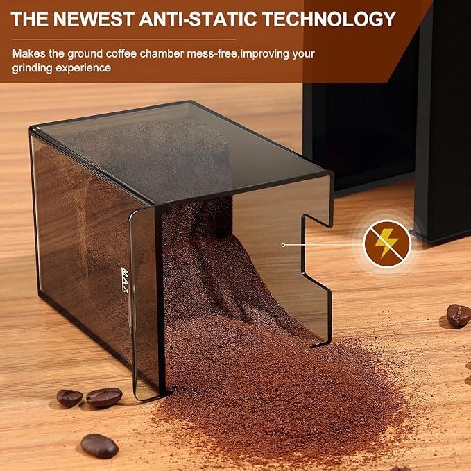 Flat Electric Burr Coffee Grinder,Adjustable Burr Mill with 28 Precise Grind Setting for French Press, Drip Coffee and Espresso,Coffee Maker (White)