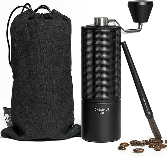 TIMEMORE Chestnut C2S Manual Coffee Grinder with Internal Adjustable Grind Setting, Capacity 20g Hand Coffee Grinder with Stainless Steel Conical Burr, for Espresso to French Press, Black