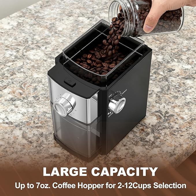 Electric Coffee Grinder, Conical Burr Grinder with 17 Precise Settings, 10oz Capacity, Quiet Operation, Automatic Shut-Off for Espresso, French Press, Cold Brew & Drip Coffee