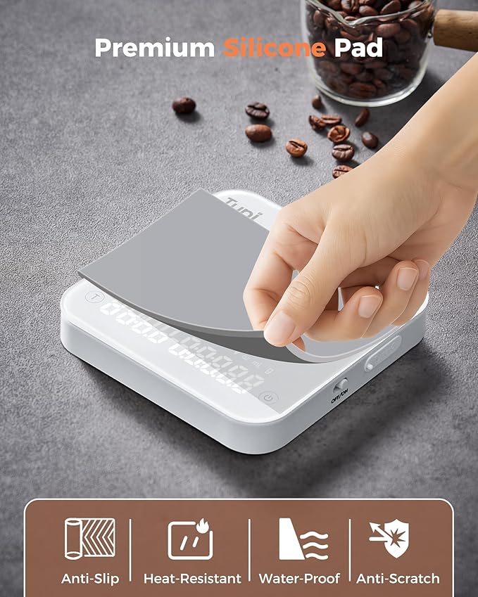 Tuni G2 Ivory Conical Burr Coffee Grinder with White Digital Coffee Scale, 70 Grind Settings Anti-static Coffee Bean Grinder for Espresso/Drip/Cold Brew/French Press