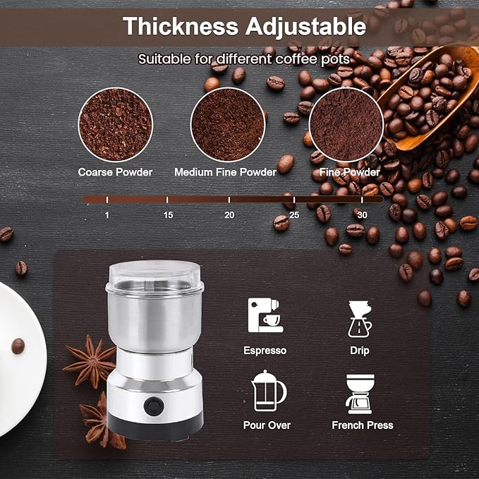 Petyoung Electric Spice Grinder, 150W Powerful One- Touch Mini Home Grinder, 300ml Grinder Smash Machine, Multi- Function for Grain Nuts Seasoning Coffee Beans Spices and More