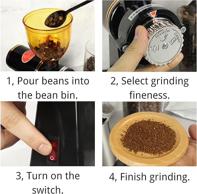 LOYALHEARTDY 180W Electric Coffee Bean, Commercial and Home Milling Machine, Grinding Machine for Beans Nuts Spice Automatic Burr Grinder Professional Miller (black)