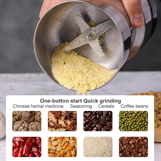 Electric Coffee Grinder Mung Bean Chinese Sesame Household Dry Grinding Machine Grindr Electric Manual Coffee Grinder for Superfine for Small for Brewing (