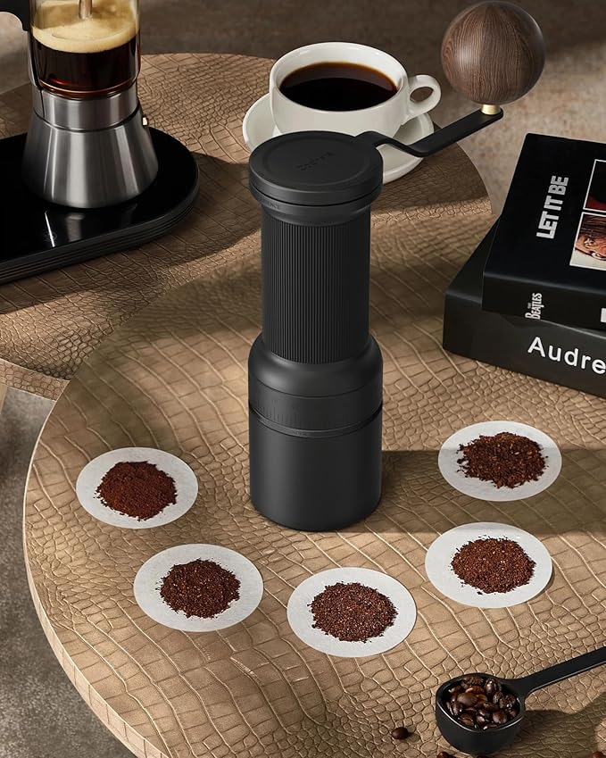 Cocinare ESSENCE GO B38 Pro Manual Coffee Grinder – with Carrying Case Hand Grinder Capacity 30g, Vertex10 Cut Burr & 80 Grind Settings, Perfect for Pour-over, Espresso, Cold Brew (Obsidian Black)