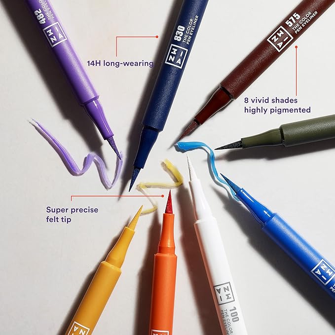 3INA The Color Pen Eyeliner 850 - Ultra Fine Tip 14H Blue Longwear Liquid Liner - Vibrant Colors, Matte, Smudgeproof, Flake Proof Eye Makeup - Cruelty Free, Paraben Free, Vegan Cosmetics - Blue