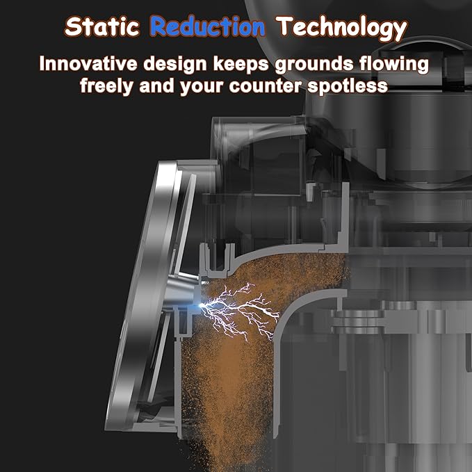 Electric Conical Burr Coffee Bean Grinder with 25 Precise Settings, Touchscreen Adjustable Electric Burr Mill with LED Screen, Organ-Style Powder Blower (Anti-static)