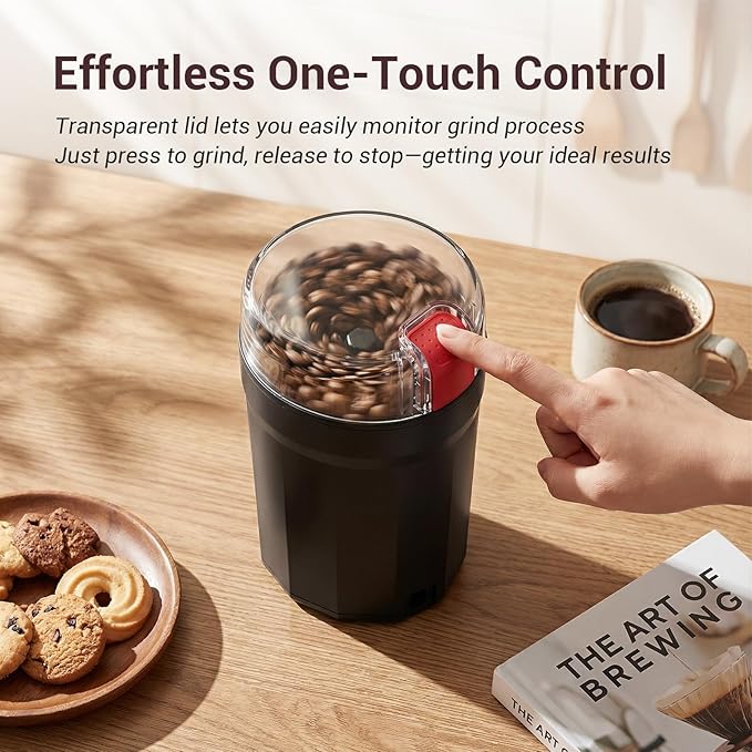 Electric Coffee Grinder, Coffee Bean and Spice Grinder, With Heavy-Duty Stainless Steel Grind Blades