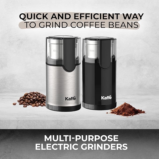 Kaffe Electric Coffee Blade Grinder w/Removable Cup - 4.5oz - Stainless Steel (w/Cleaning Brush)